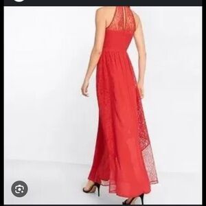 Express Red Backless Lace Dress
